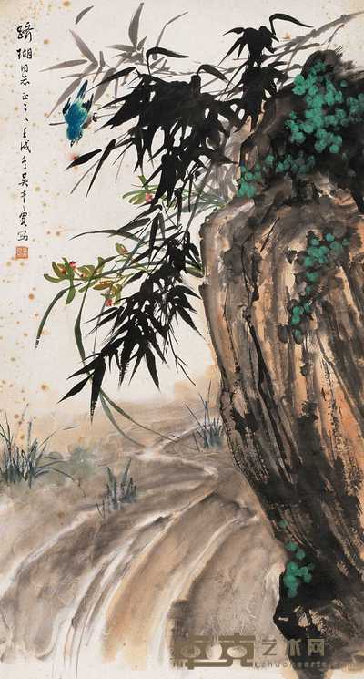 吴青霞 花鸟图 片 89×48cm